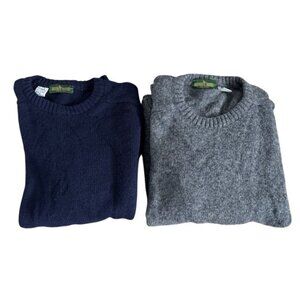 Boundary Waters Wool Blend Sweater Lot Navy Blue Charcoal Gray Vtg Italy Men's M